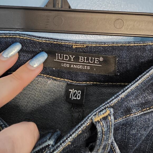 Judy Blue High Rise Skinny Fit Womens Jeans Size 7/28 Raw Hem Stretch JB88417 - Picture 2 of 5